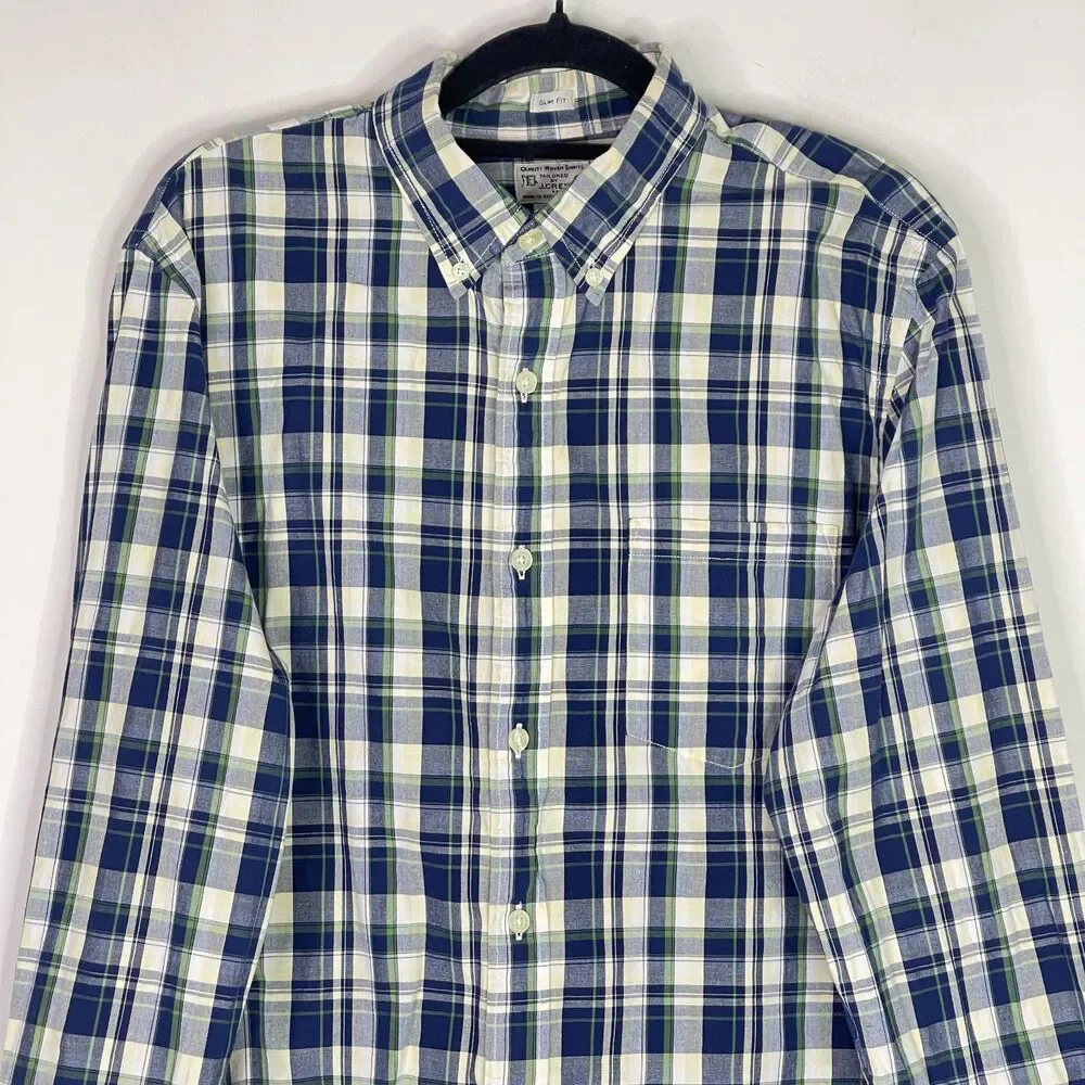 J. Crew Slim Fit Plaid Button Down Long Sleeve Shirt Men's Size Medium